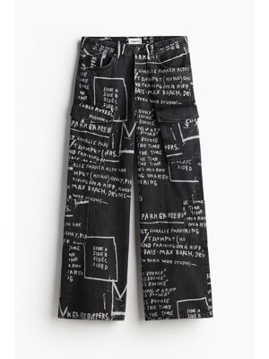 부츠컷 루즈핏 카고 진 데님 블랙/Basquiat 1206884001