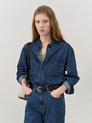 UNISEX CLASSIC DENIM SHIRT MIDNIGHT BLUE_UDSH4C101B3