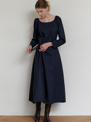 comos 1220 boat neck layered dress (navy)