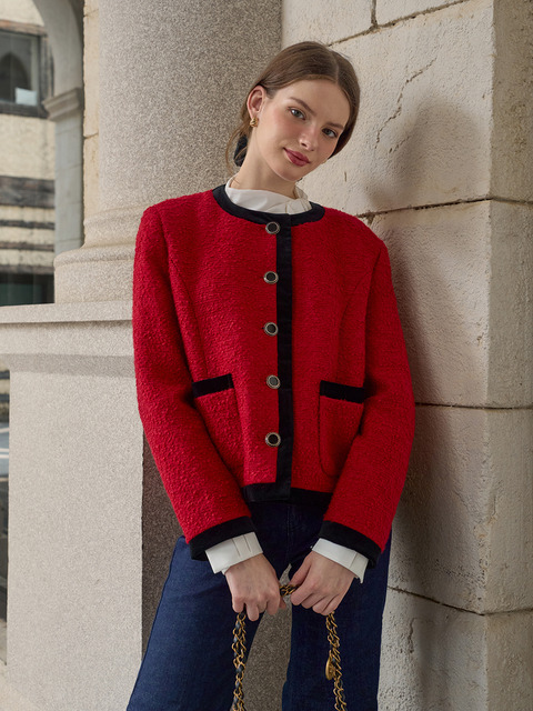 ★LANG&LU★ ERICA Tweed Crop Jacket(Erica)_PINK 랭앤루]ERICA Tweed Crop Jacket(에리카)_PINK