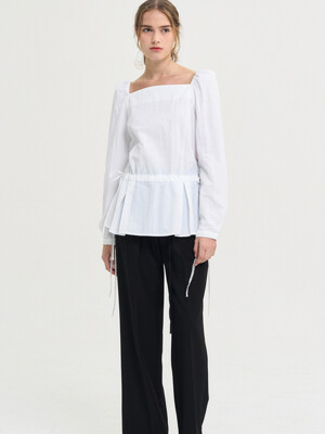 Square Neck String Blouse_Ivory