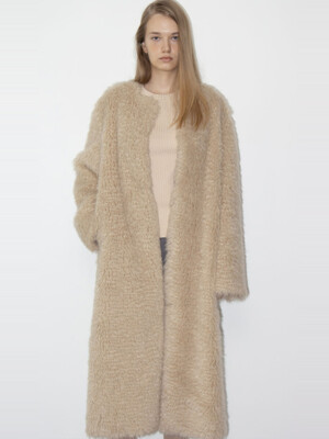 BEIGE CALUM FAUX FUR COAT (BEIGE)