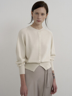 SILK CURVED ROUND CARDIGAN_CREAM
