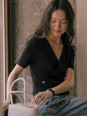 Cozy wrap detail knit TISU01TN03_Black