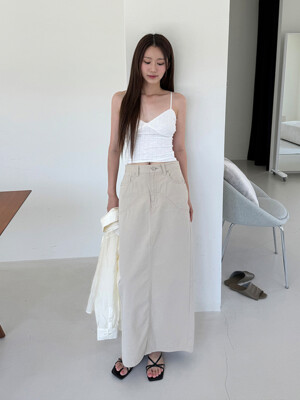 WAVE COTTON SKIRT_BEIGE