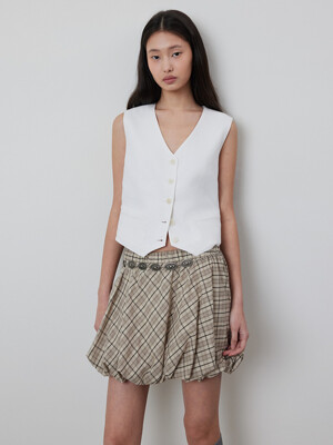 Natural Linen Buckle Summer Vest_WHITE
