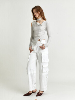 [리퍼브]PROUVE Denim Cargo Pants_White