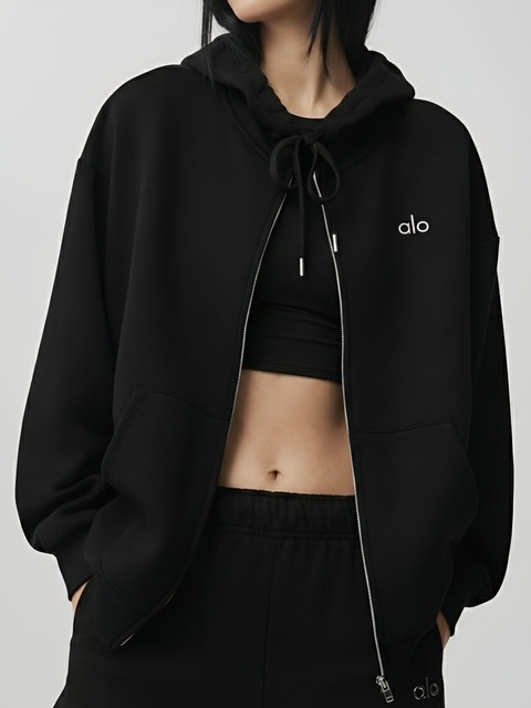 알로 요가 [단독] Accolade Full Zip Hoodie Black