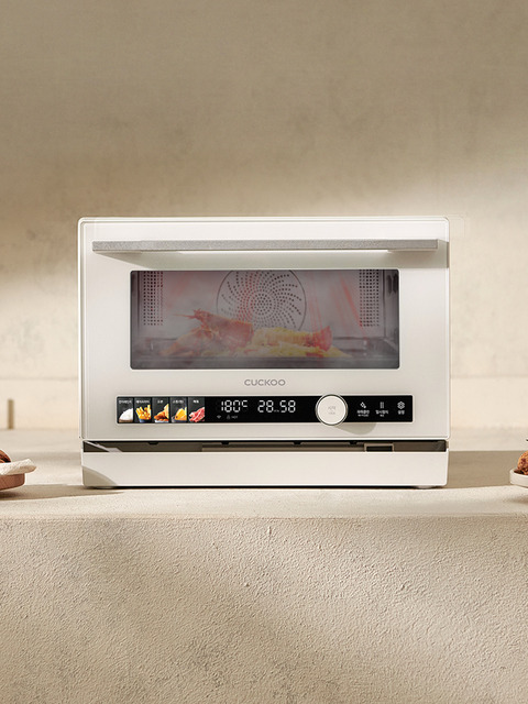 쿠쿠 직화스팀오븐 25L IoT 앱연동 전자레인지 에어프라이 오븐 그레이스 화이트