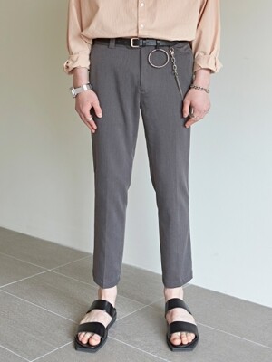 STRAIGHT ANKLE-LENGTH SLACKS_GRAY