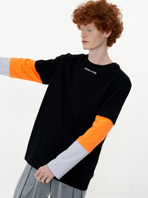Triple Sleeve T-shirt [Black_Orange_Purple]