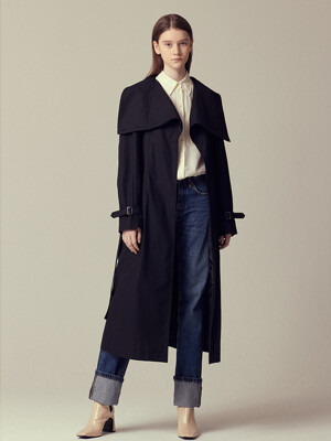 Belted High-neck Coat_chacoal