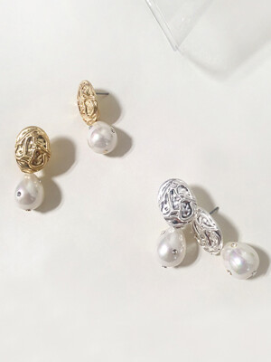 Vintage Antique Baroque Cubic Pearl Earring