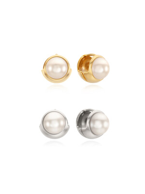 2-Way Pearl One-Touch Ball Earrings_2Color
