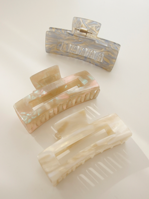 Color Marble Cellulose Rectangular Hair Clip H0824