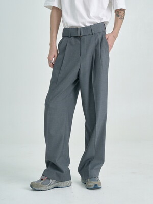Wool Belted Pants (Charcoal)
