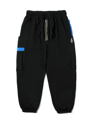 22 ZIPPER WIDE HEAVY SWEAT JOGGER PANTS BLACK