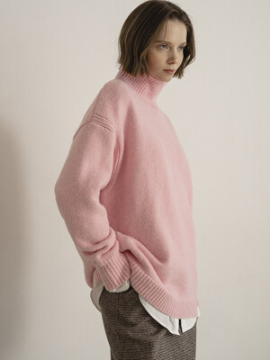 KN4209 Oversize angora turtleneck knit_Pastel pink