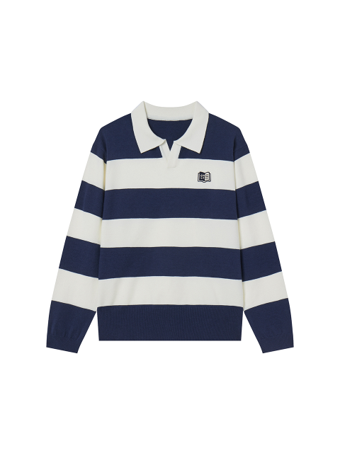 골프 - 앤투마스 (ANTOMARS) - Textbook Stripe Collared Sweater Men - Navy