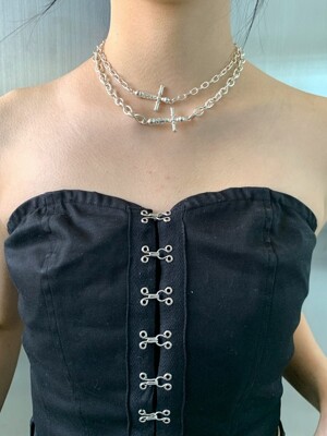 Cross choker necklace (bold)