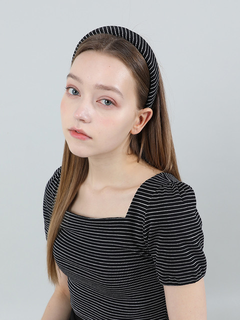 헤어액세서리 - 까트린 (CATTLINE) - Modern Stripe HairBand (Black)