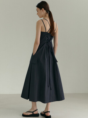 NICOLE Sleeveless Double Strap Long Dress_Charcoal Grey
