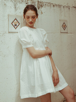 Eyelet Puff Mini Dress_2color