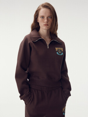 Preppy Half Zip-Up, Wine