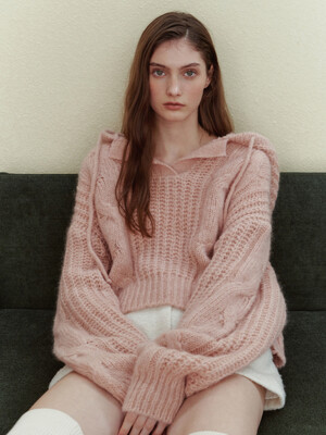MOHAIR HOOD TWISTED KNIT_TT3W304PK