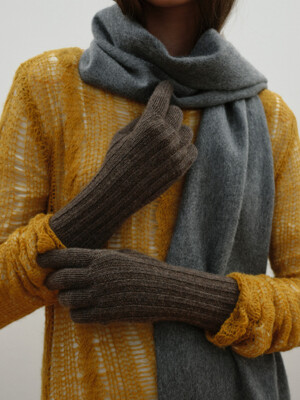 Textured Touch Gloves_Melange Brown