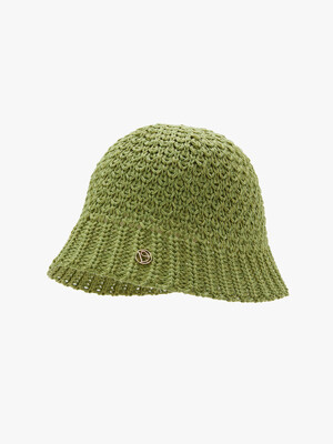 paper knit buckethat-green