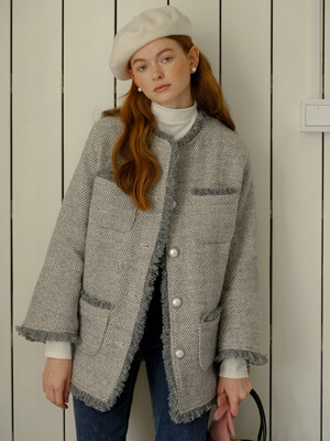 Cest_Herringbone woolen coat_GRAY