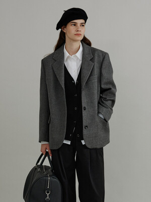 Margot herringbone jacket_charcoal grey