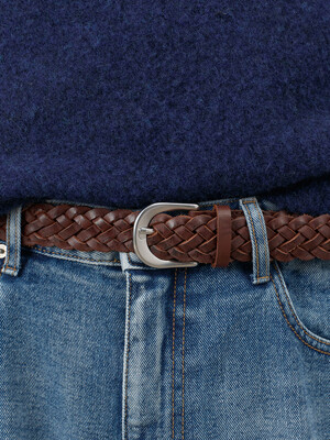 D-BUCKLE TWIST LEATHER BELT ESPRESSO_M_UDBE4E305W2