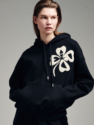 HOODY CLOVERMARDI BOUCLE_BLACK CREAM