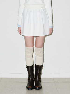 Mini Shirring Skirt WHITE