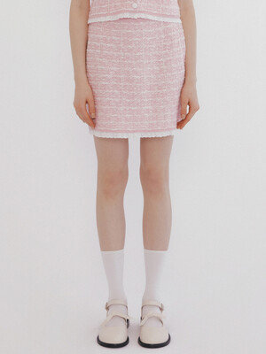 193 rose tweed skirt (pink)