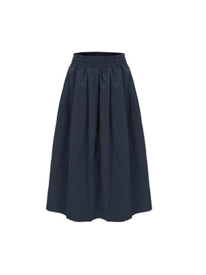 24SS Pleats Long  Skirt - Navy