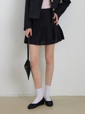 Pintuck Lace Skirt [BLACK]