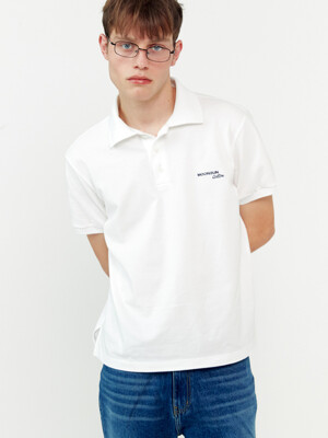 01 M.C UNISEX, Basic PK Half Shirt / White