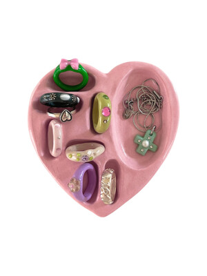 ceramic heart mix holder-powder pink