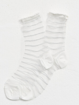 SeeThrough Stripe Socks_White