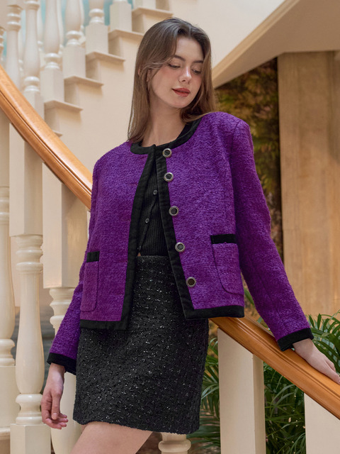 ★LANG&LU★ ERICA Tweed Crop Jacket(Erica)_PINK 랭앤루]ERICA Tweed Crop Jacket(에리카)_PINK