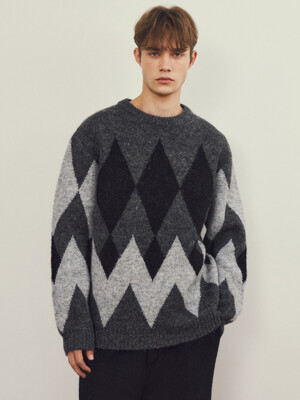 Always Argyle Hairy Wool Knit 3COLOR