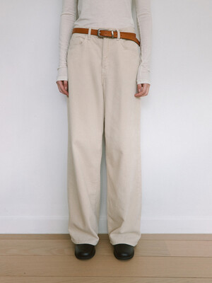 Corduroy Wide Fit Pants - Cream