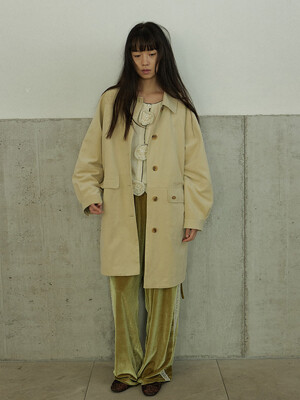 Thick suede half coat_Butter