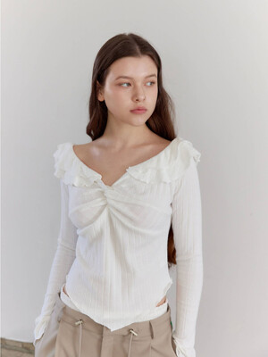 [단독] TWISTED OFF SHOULDER T-SHIRT / WHITE