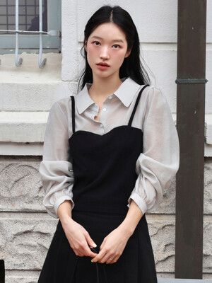 시스루 뷔스티에 블라우스 블랙 j1709