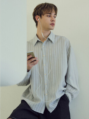 Bohemian Stripe Shirt_Light Blue(W25-SH01)