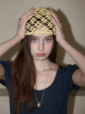 Lily Handmade Crochet Cotton Punching Summer Short Beanie (ver.2) _ Yellow